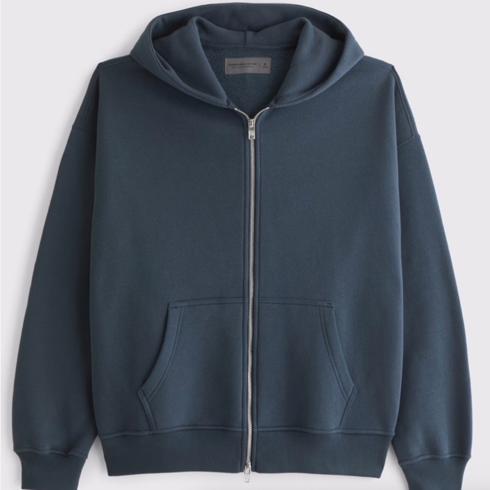 Abercrombie & Fitch Cropped Zip-Up Hoodie - navy, men’s large